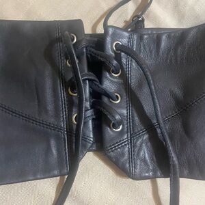 Black Lace-Up Leather Corset Belt From Free People
